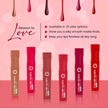 Colors Queen Totally Matte Liquid Lipstick | Intense Color Payoff, Lightweight & Comfortable, One Swipe Application | Long Lasting, Non Transfer Liquid Lipstick for Women (13 - Nude Frost, 7.5g)